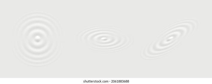 Splash ripple waves water surface. Drop falling on milk. Circles waves on the water. 