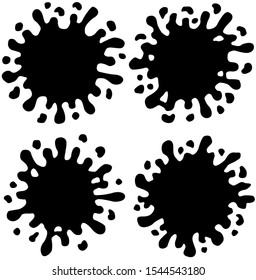 Splash round shapes stencil icon set selection black, vector illustration, horizontal, over white, isolated
