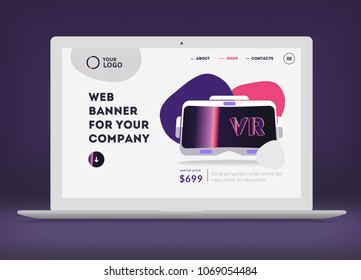 Splash Screen of the website. Virtual reality theme.