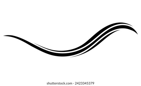 Splash of sea wave, curved stripe ribbon, swish curve line