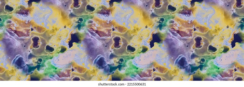 Patrón sin foco. Acuarela de tinta acrílica. Espacio de Mármol de tinta de alcohol. Pintura Holi de varios colores. Fondo Líquido De Mármol. Bañar Trippy Splash. Ilustración De Fluid Abstract. Ciencia abstracta moderna