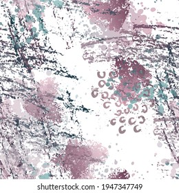 Splash Seamless Pattern. Fashion Concept. Distress Print. Maroon, Gray Illustration. Graffiti Surface Textile. Ink Stains. Spray Paint. Splash Blots. Artistic Creative Vector Background.