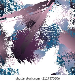 Splash Seamless Pattern. Fashion Concept. Distress Print. Maroon, Gray Illustration. Trending Surface Textile. Ink Stains. Spray Paint. Splash Blots. Artistic Creative Vector Background.