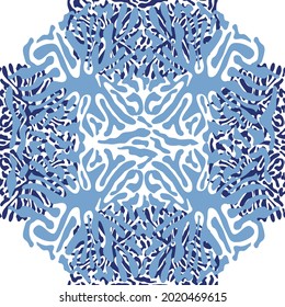 Splash seamless pattern, tiles in blue, indigo.