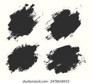 Splash set of splatter vector black brush stroke grunge banner