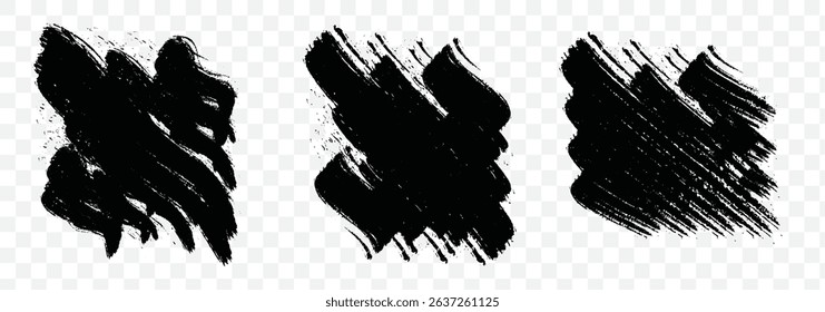 Splash set of splatter vector black brush stroke grunge banner on Transparent Background. EPS 10.