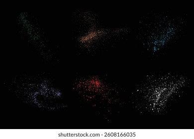 Splash set of yellow, purple, blue, green, white, and red color blood grunge splatter vector background