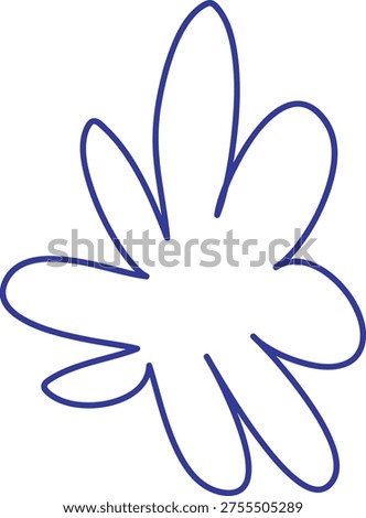 Splash shape drawn as a loose looping outline with smooth petal lobes and open center. Suggests creativity, spontaneity, and abstract energy for branding or highlight. Cartoon vector illustration.