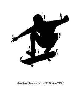 Splash silhouette skateboarding trick vector