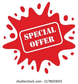 Splash Special offer vector tag in red and white color