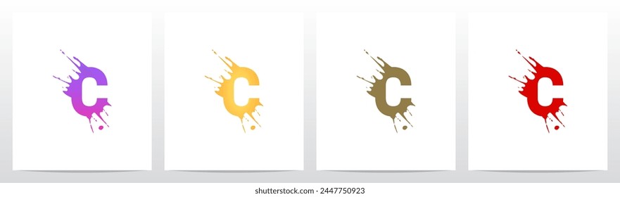 Splash Splatter Letter Diseño de logotipo inicial C