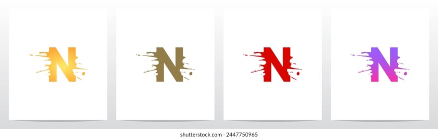 Splash Splatter Letter Initial Logo Design N