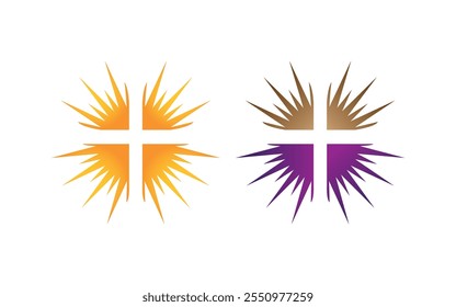 splash spread color vector Logo for the church. Colorful cross of Jesus Christ, God's symbol of diversity colorful star shape, logo