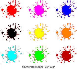 Splash Stains - vector illustration , 9 colors