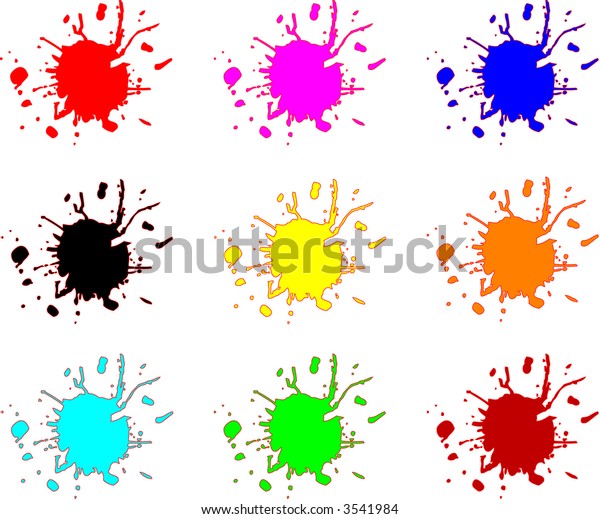 Splash Stains Vector Illustration 9 Colors Stock Vector (Royalty Free ...