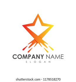 splash star logo, star launch logo design, star symbol with motion shape