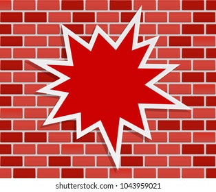 splash star on brick wall - abstract concept background