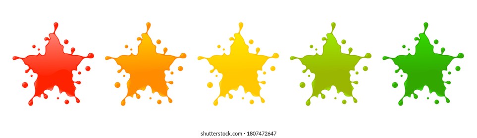 Splash star rating system.Vector illustration of feedback icons with splash concept.