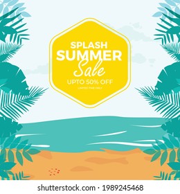 Splash summer sale banner design template.