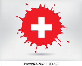 Splash with Switzerland flag.Swiss vector splash flag.