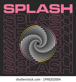 splash texs with dotted spiral vector illustration