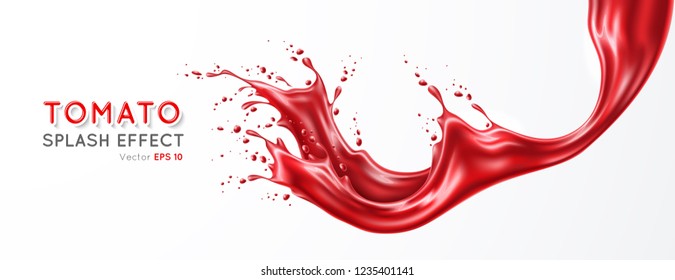 Splash Of Tomato Ketchup, Juice. Realistic Vector Illustration