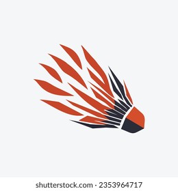 splash tribal geometric low poly sport badminton shuttlecock logo vector 