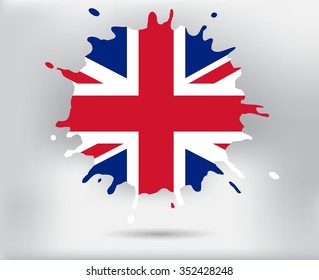 Splash with UK flag.Great Britain vector splash flag.