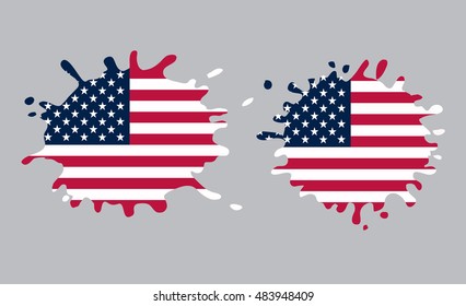 Splash with USA flag.American flag symbol.Vector illustration.