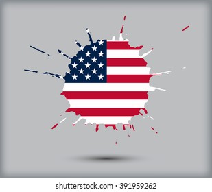 Splash with USA flag.American flag vector design.