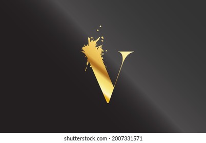 splash V alphabet letter icon for corporate. Grunge design suitable for a company logo