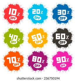 Splash Vector Discount Labels Set Isolated on White Background