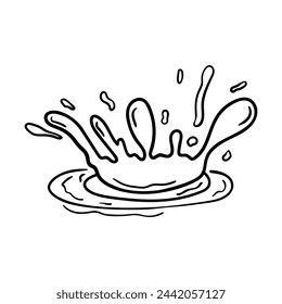 Icono de vector de salpicadura en estilo doodle. Símbolo en diseño simple. Objeto de dibujos animados dibujado a mano aislado sobre fondo blanco.