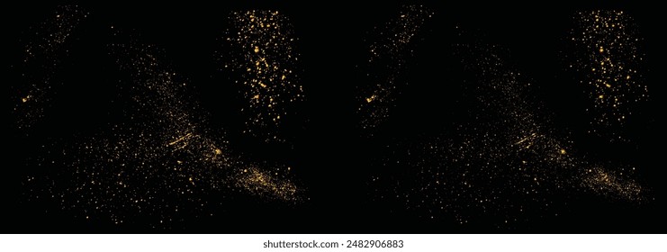 Splash vector luxury golden glitter splatter gold glitter on a black background design