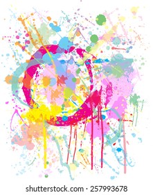 Splash vector paint, watercolor background, colorful drops