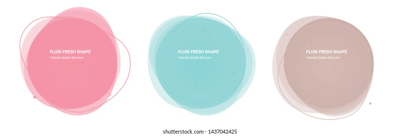 Splash Vector Shape Abstract Background Design Element for Banner, Sticker. Round Design Graphic Elements with Wavy Fresh Organic Circular Shape in Mauvelous, Morning Glory, Clam Shell Colors