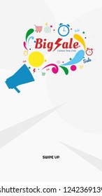 Splash vertical banner sale promotion modern design.swipe up for stories.vector illustration