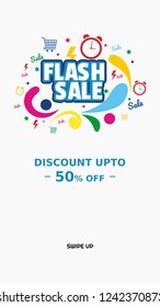 Splash vertical banner sale promotion modern design.swipe up for stories.vector illustration