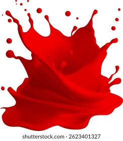 splash of vibrant red liquid,  juice, or another intensely colored fluid. The splash is captured mid-air, showcasing energetic 
