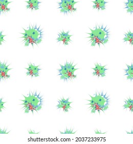 Splash Virus Abstract Pattern Green Creature Digital Illustration. Vector Design Seamless Modern Texture.