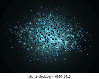 Splash of water in the air.Explosion of water and a drop on a black background.Vector illustration of water drops,spray