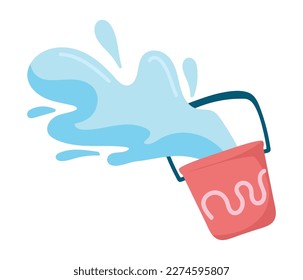 splash water and bucket isolated icon