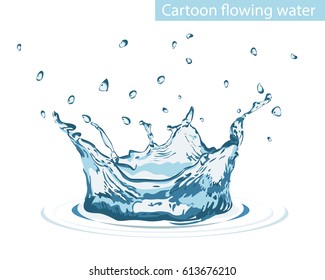 Splash Of Water. A Cartoon. A Drop. For Your Design.