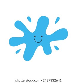 Splash of water character. Drink more water. Flat vector illustration isolated on white background.