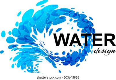 Splash water, design element on white background