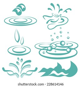 Splash, water drops and blue on a white background