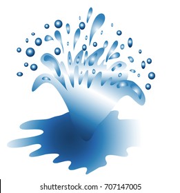 Splash of water. Drops flying in the air, water splashes. Freshness