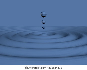 Splash water from falling drop. Ripples. 3D. EPS 8.