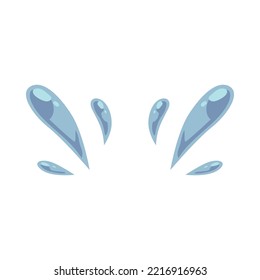 Splash of water flat vector illustration. Simple droplets of sweat, rain or tears from crying isolated on white background. Emotions, nature concept for graphic design