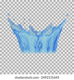 Splash of water in the form of a crown on a transparent background. Vector illustration